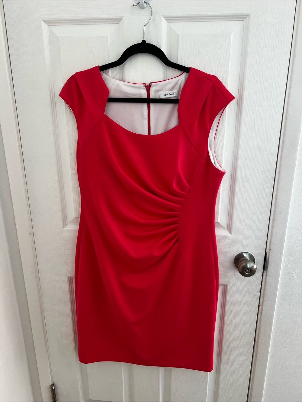 Calvin Klein Bright Red Cap-Sleeve Sheath Dress